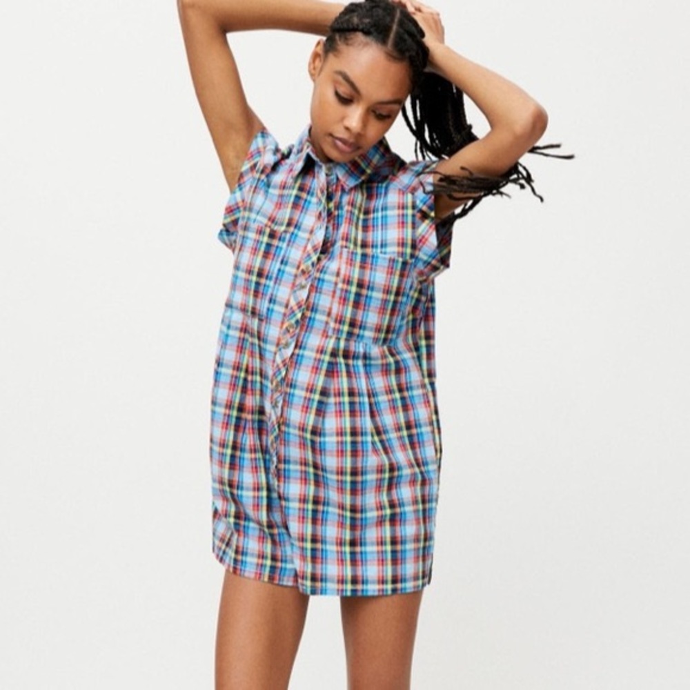 Urban Outfitters Zoey Workwear Plaid Romper